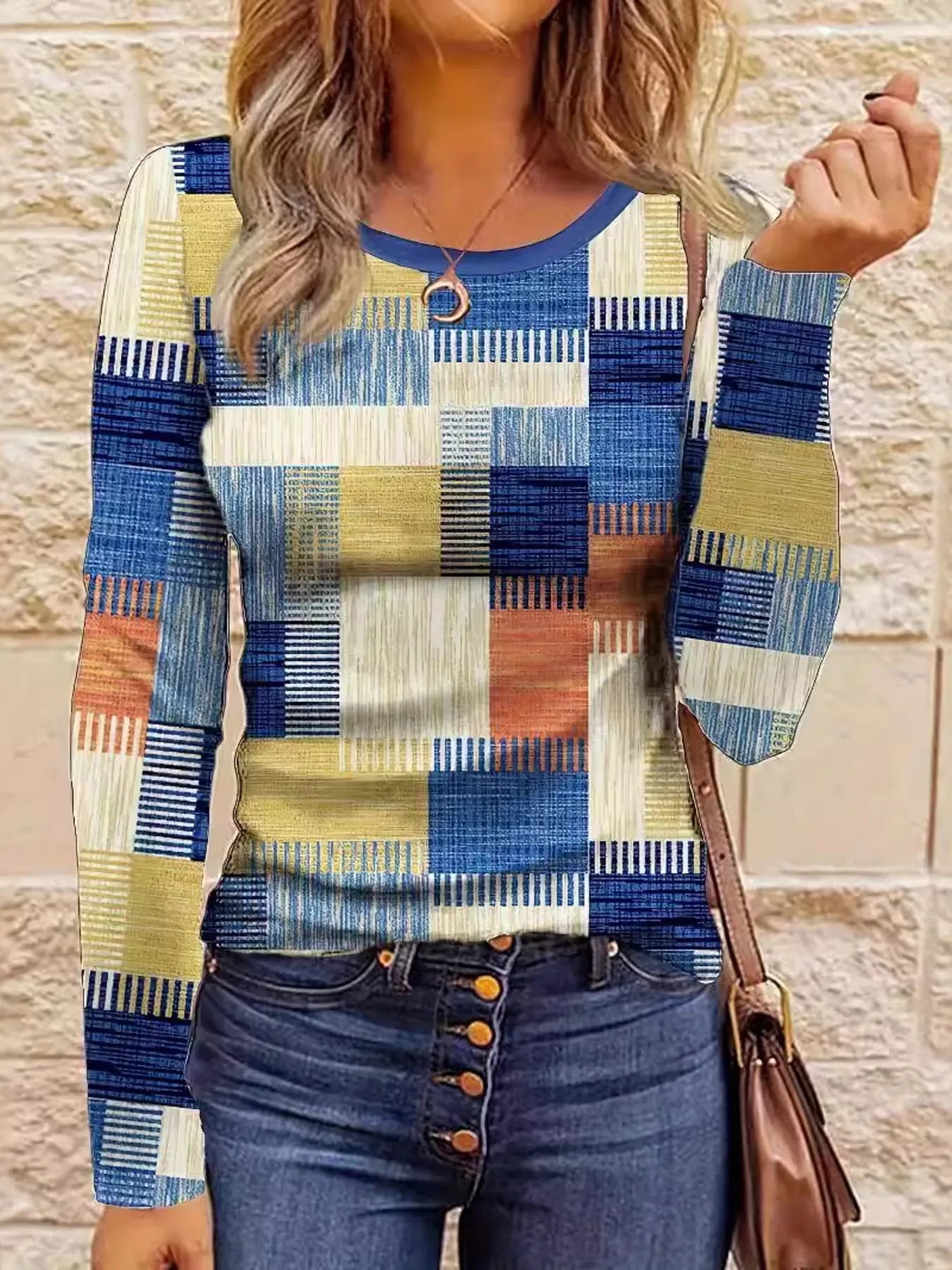 Color Block Long Sleeve T-Shirt - Fashorio