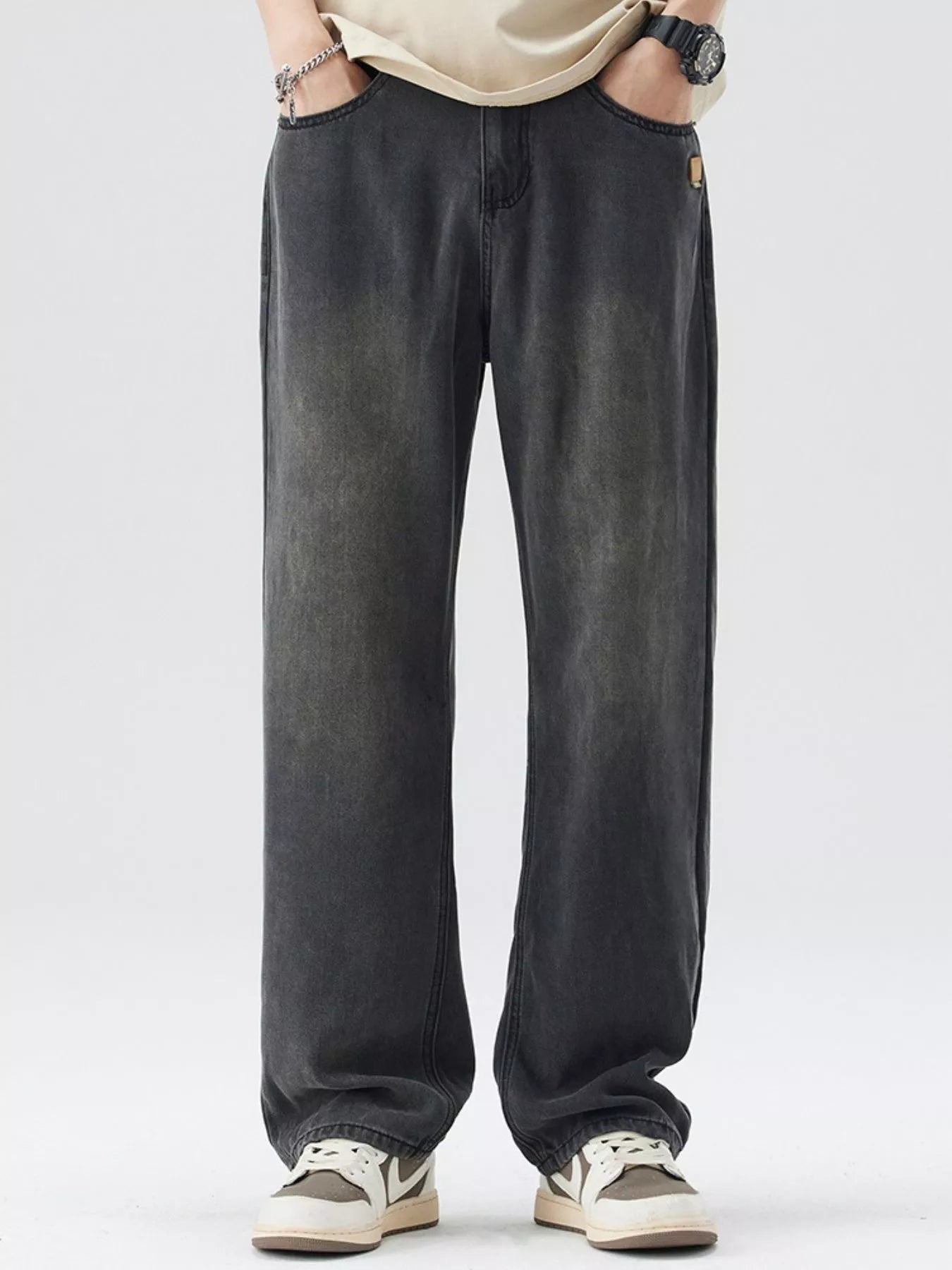 Men's Plus Size Wide Leg Wash Jeans - Fashorio