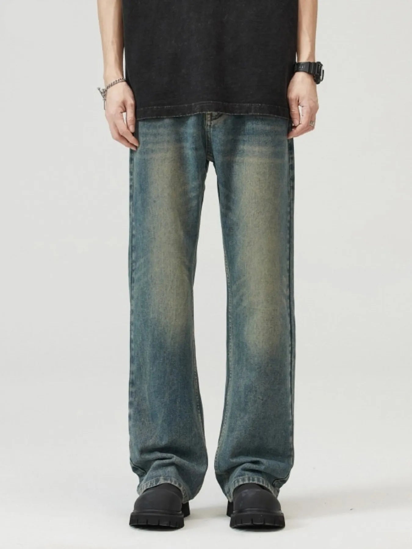 Men's Full Size Washed Straight Leg Jeans Plus Size - Fashorio