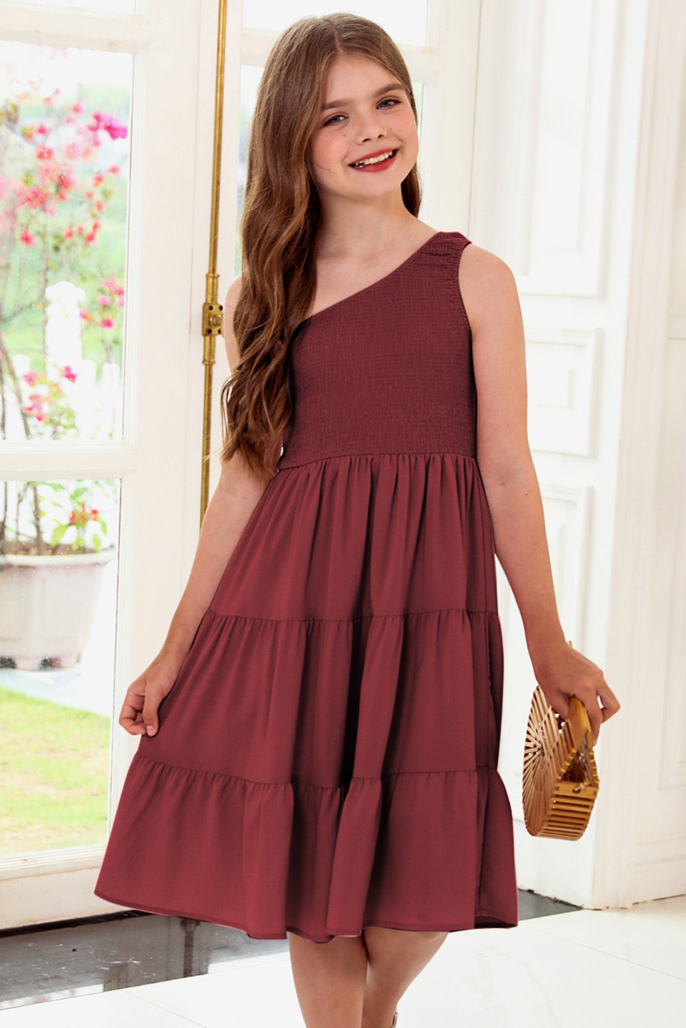 Plus Size One-Shoulder Sleeveless Tiered Dress - Fashorio