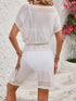 Openwork V-Neck Short Sleeve Cover-Up Dress - Fashorio