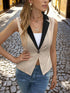 One Button Contrast Vest Coat - Fashorio