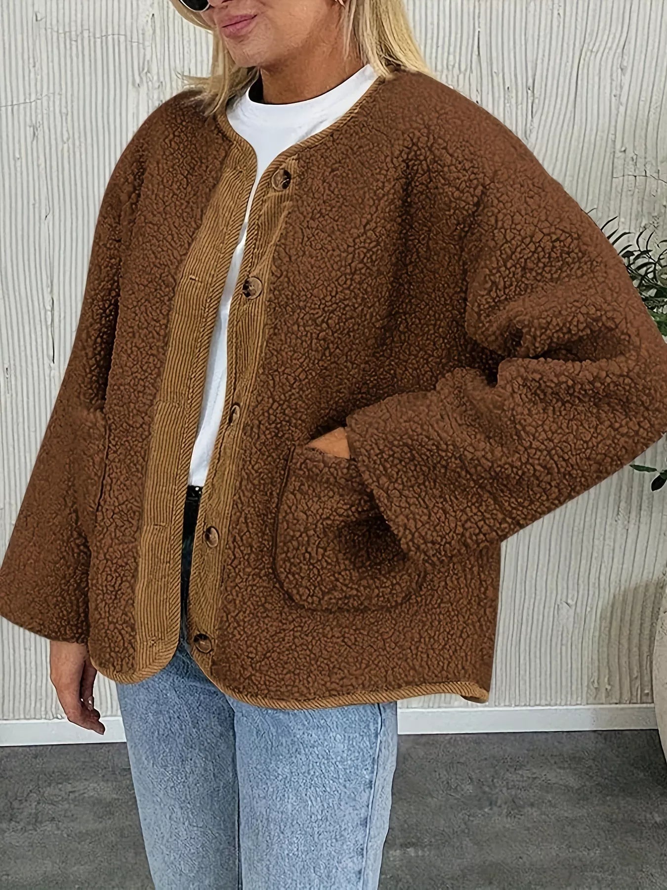 Sherpa Button-Up Outerwear - Fashorio