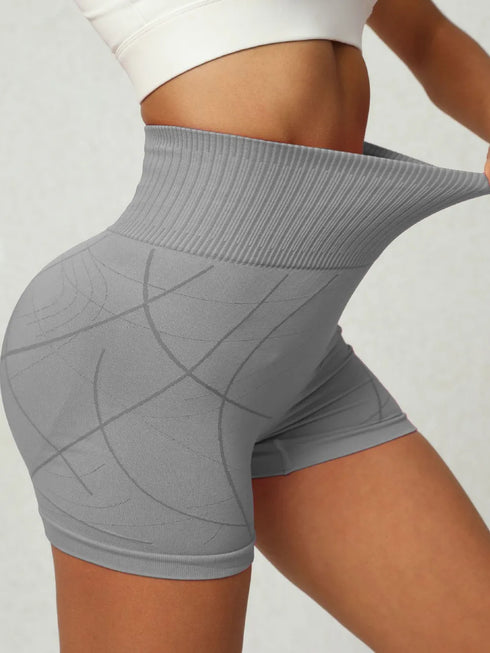 High Waist Active Shorts Gray - Fashorio