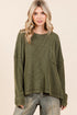 Mittoshop Mineral Wash Cutout Pocket Long Sleeve Waffle Top - Fashorio