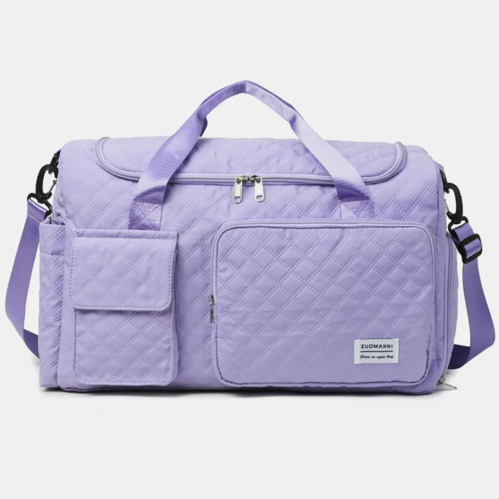Oxford Cloth Multi Pockets Travel Bag Lavender One Size - Fashorio