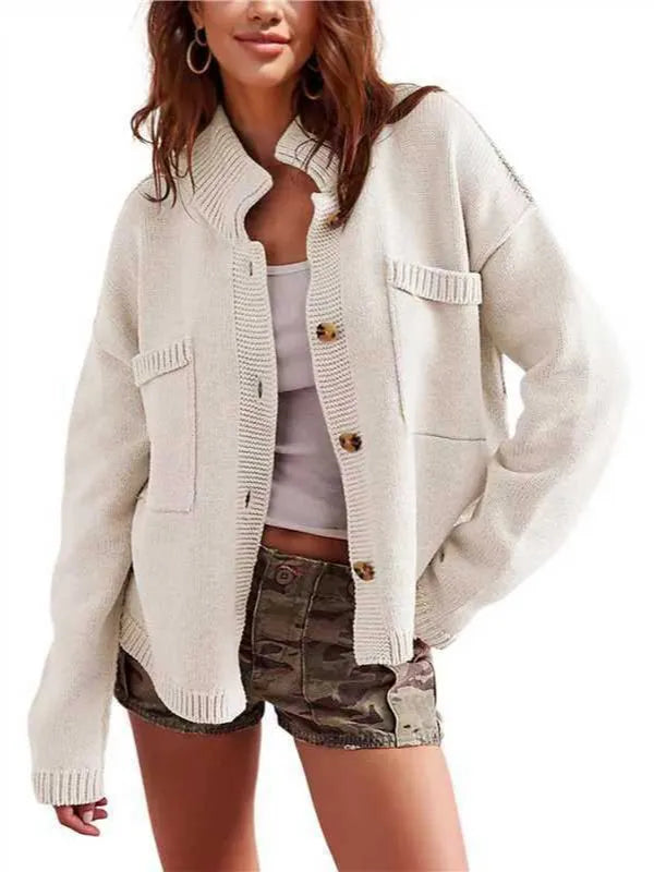 Ribbed Hem Button Up Cardigan - Fashorio
