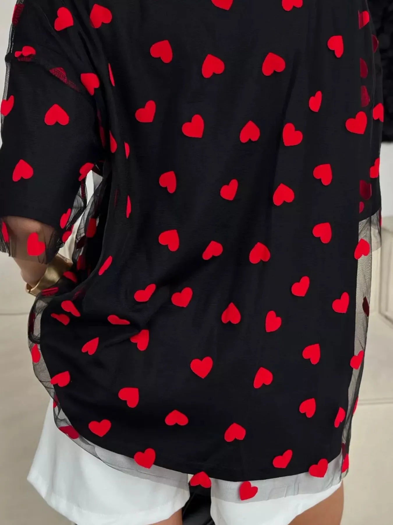 Heart Print Oversized T-Shirt - Fashorio
