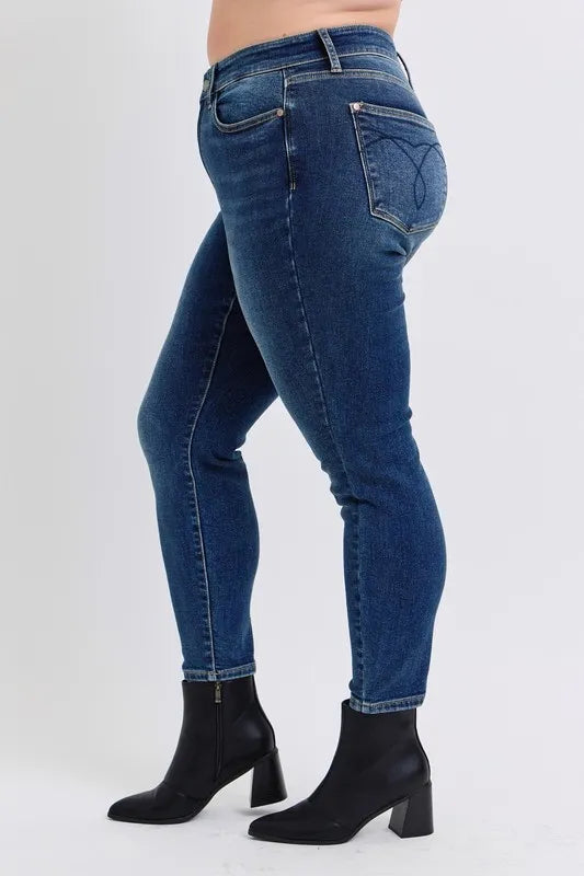 Judy Blue Full Size Run Mid-Rise Waist Skinny Jeans with Thermal Lining - Fashorio