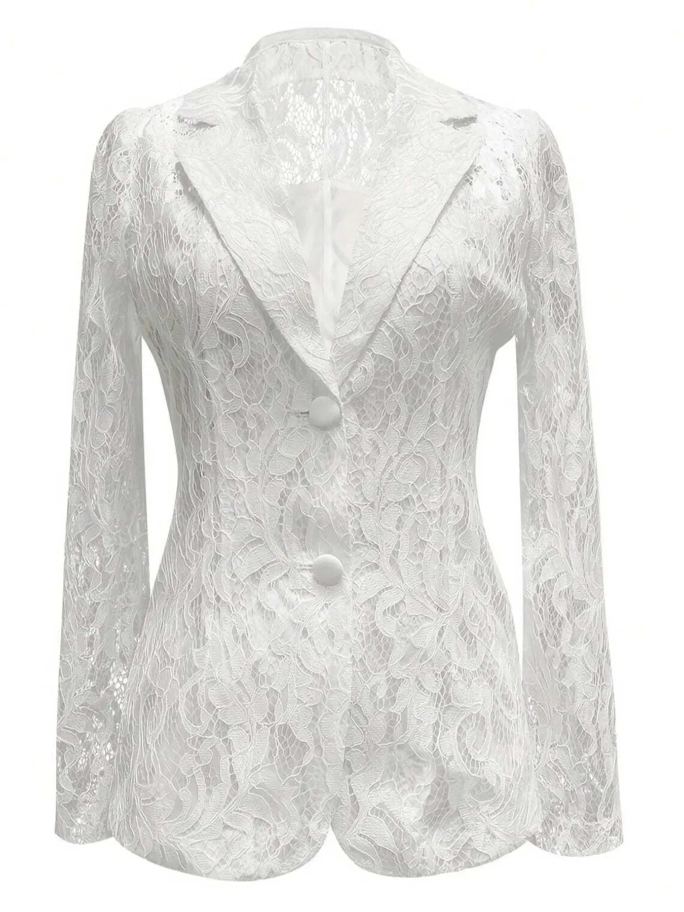 Floral Pattern Lace Single-Breasted Blazer - Fashorio