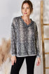 Hailey & Co Full Size Snakeskin V-Neck Long Sleeve Top - Fashorio