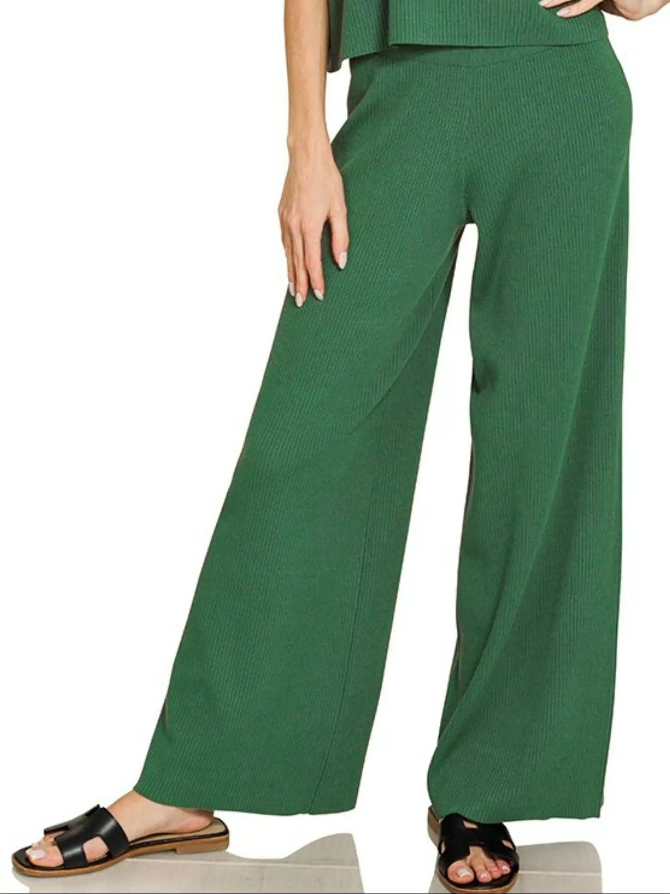 Zenana Viscose Sweater Short Sleeve Top and Pants Set - Fashorio
