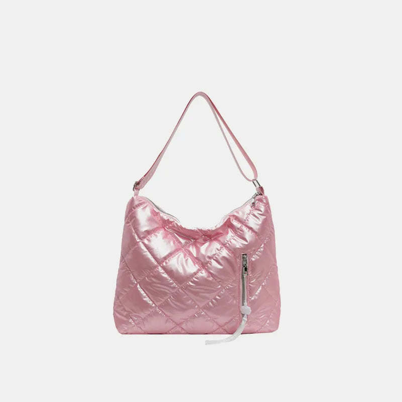 Quilted Nylon Travel Bag Pink One Size - Fashorio