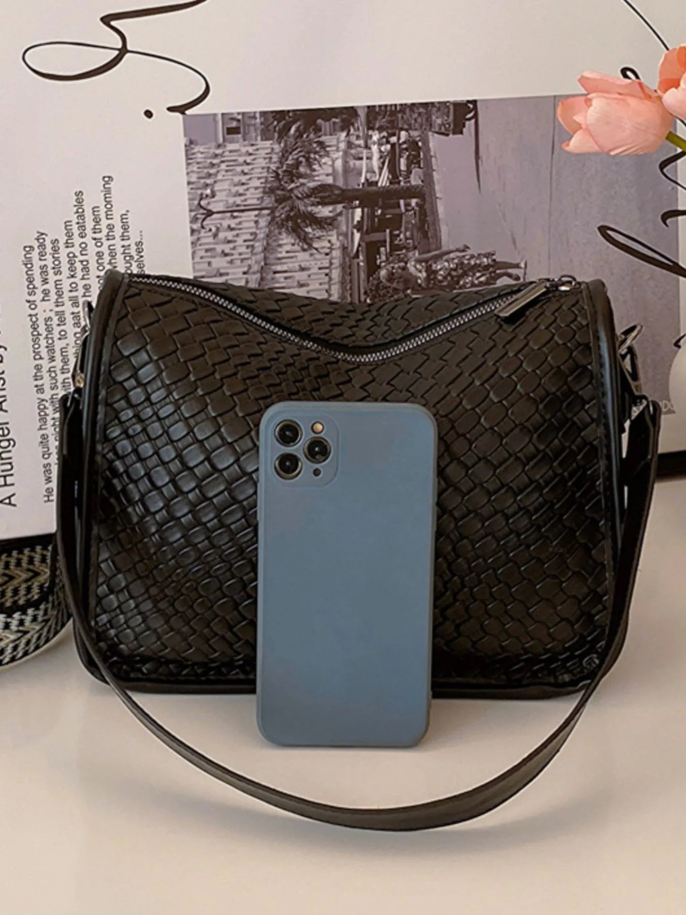 Textured Leather Shoulder Bag - Fashorio