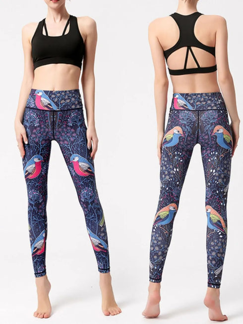 Printed High Waist Active Leggings - Fashorio