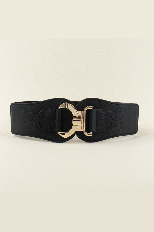 Alloy Buckle Elastic Belt Black One Size - Fashorio