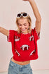 BiBi Gameday Sequin Football Embroidered Stitch Sweater - Fashorio