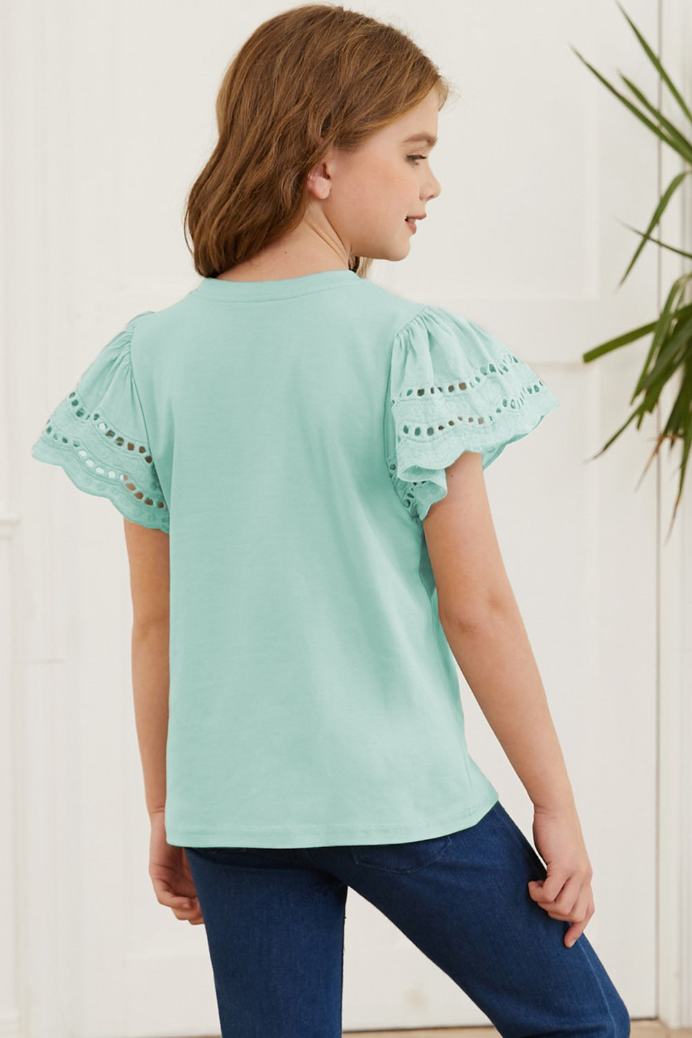 Round Neck Flutter Sleeve T-Shirt - Fashorio