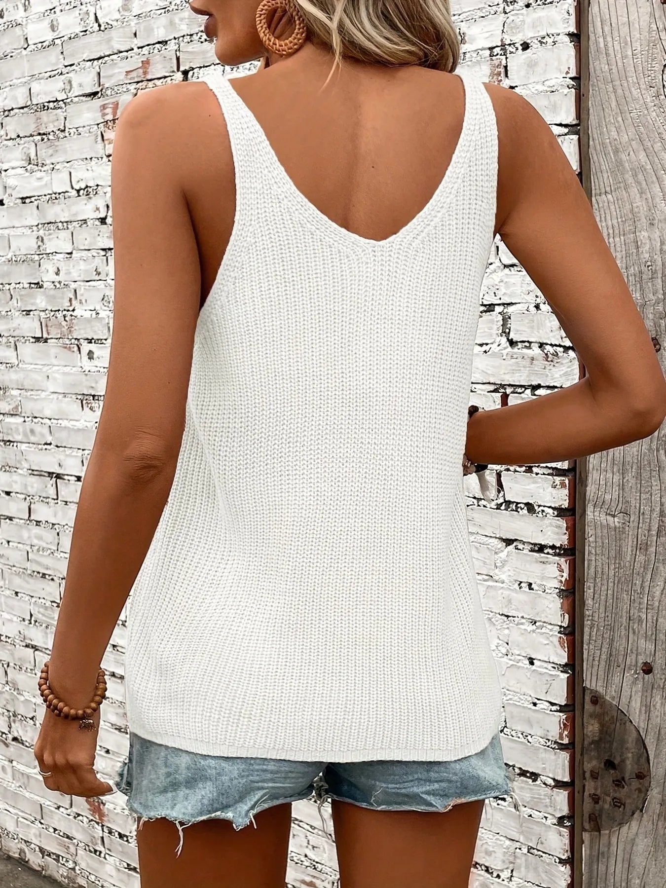 Basic Style V-Neck Knit Cami - Fashorio