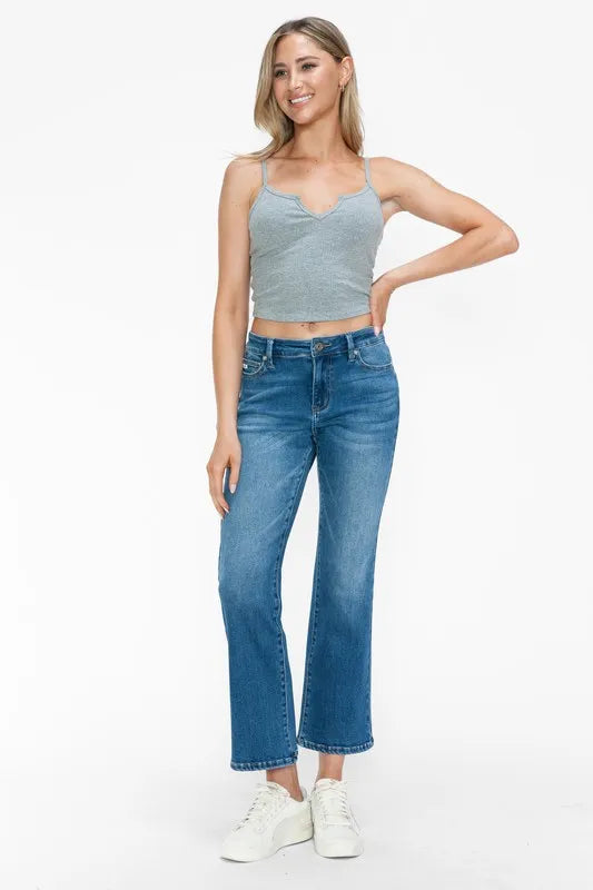bytos Full Size Cat's Whiskers Mid Rise Ankle Jeans - Fashorio