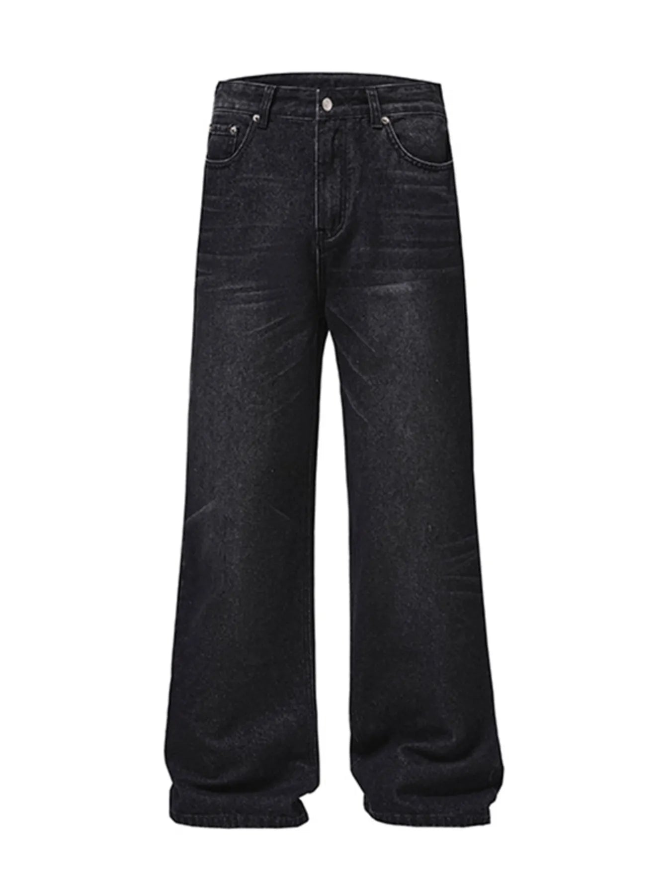 Men's Full Size Wide Leg Washed Baggy Jeans Plus Size Black Gray - Fashorio