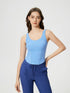 Millennia Round Neck Wide Strap Active Tank with Detachable Chest Pads Light Blue - Fashorio