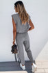 Padded Shoulder Top and Joggers Lounge Set - Fashorio