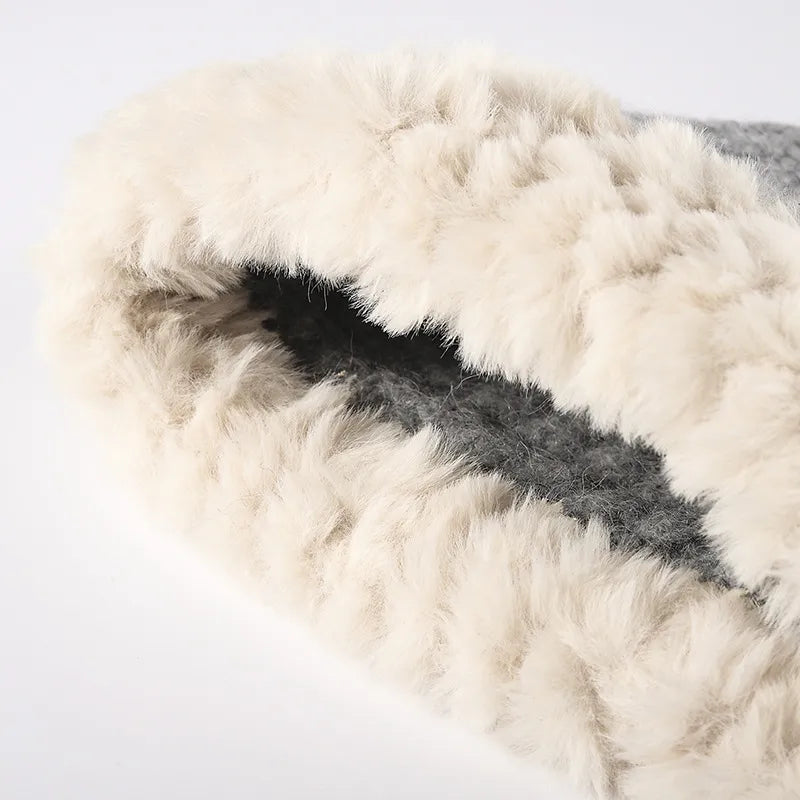 Fuzzy Hem Knit Hat - Fashorio
