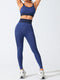Scoop Neck Cami and High Waist Leggings Active Set Dark Blue - Fashorio
