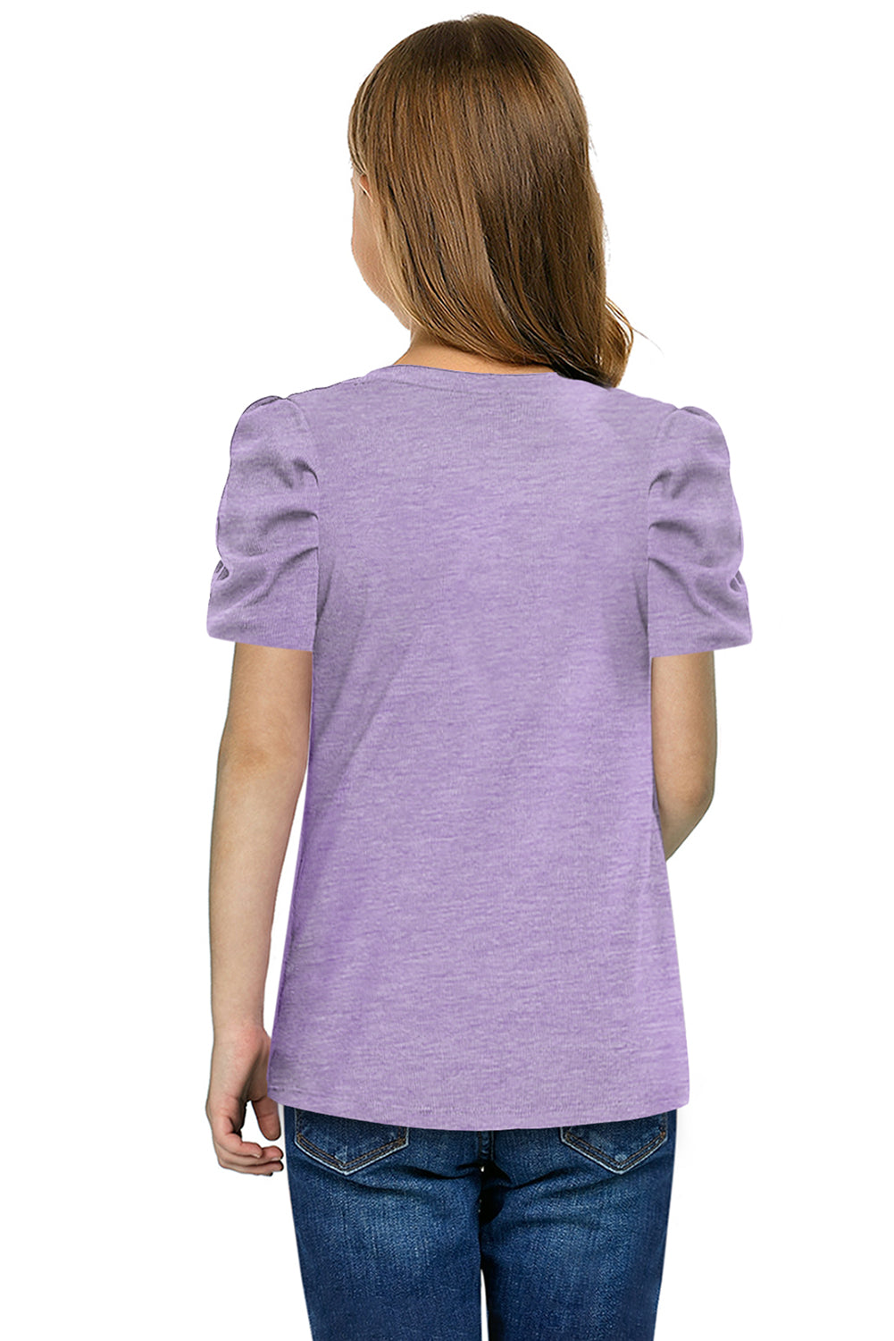 Round Neck Puff Sleeve T-Shirt - Fashorio