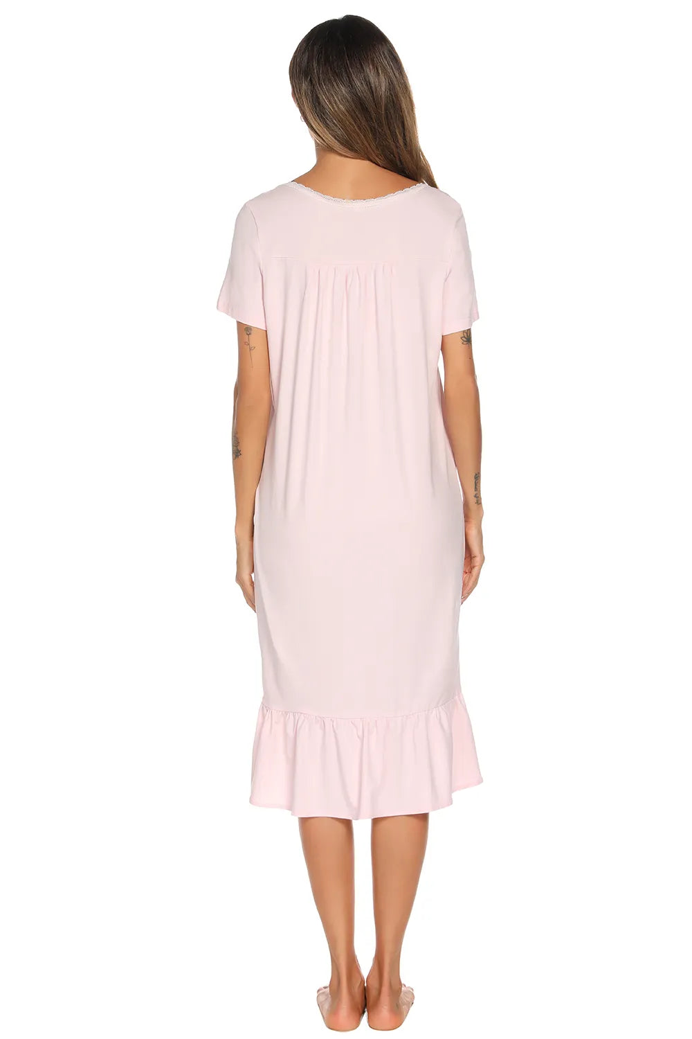 Lace Detail Square Neck Lounge Dress - Fashorio