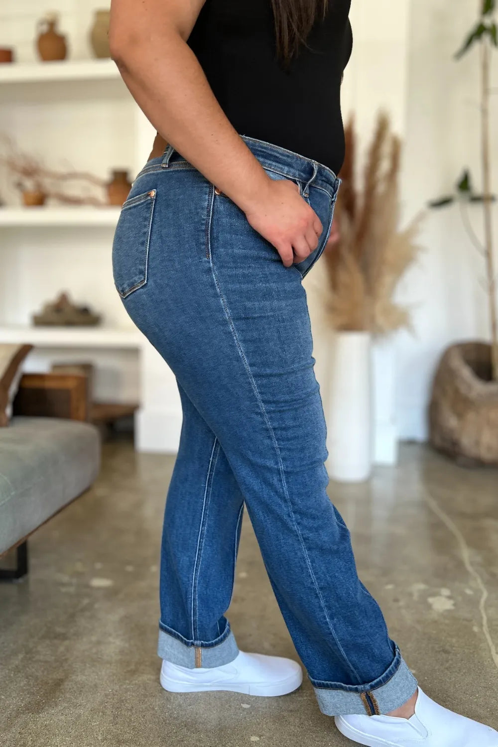 Judy Blue High Waist Front Seam Straight Jeans – Full Size Denim - Fashorio