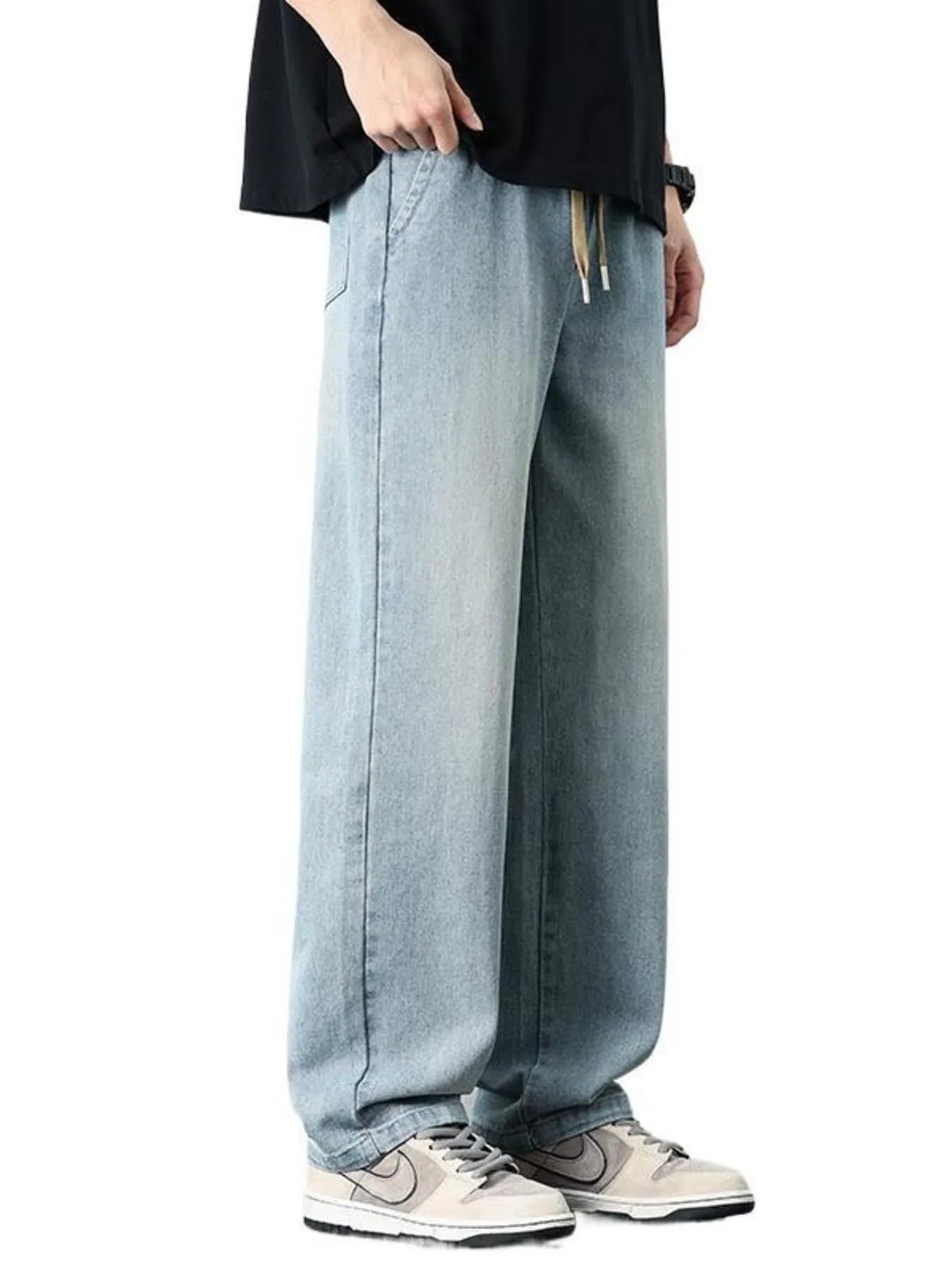 Men's Plus Size Washed Straight Leg Jeans - Fashorio