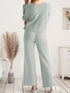 Long Sleeve Lounge Top and Drawstring Pants Set - Fashorio
