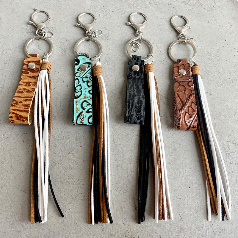 Genuine Leather Tassel Keychain - Fashorio