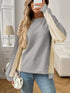 Color Block Long Sleeve Sweatshirt Grey - Fashorio