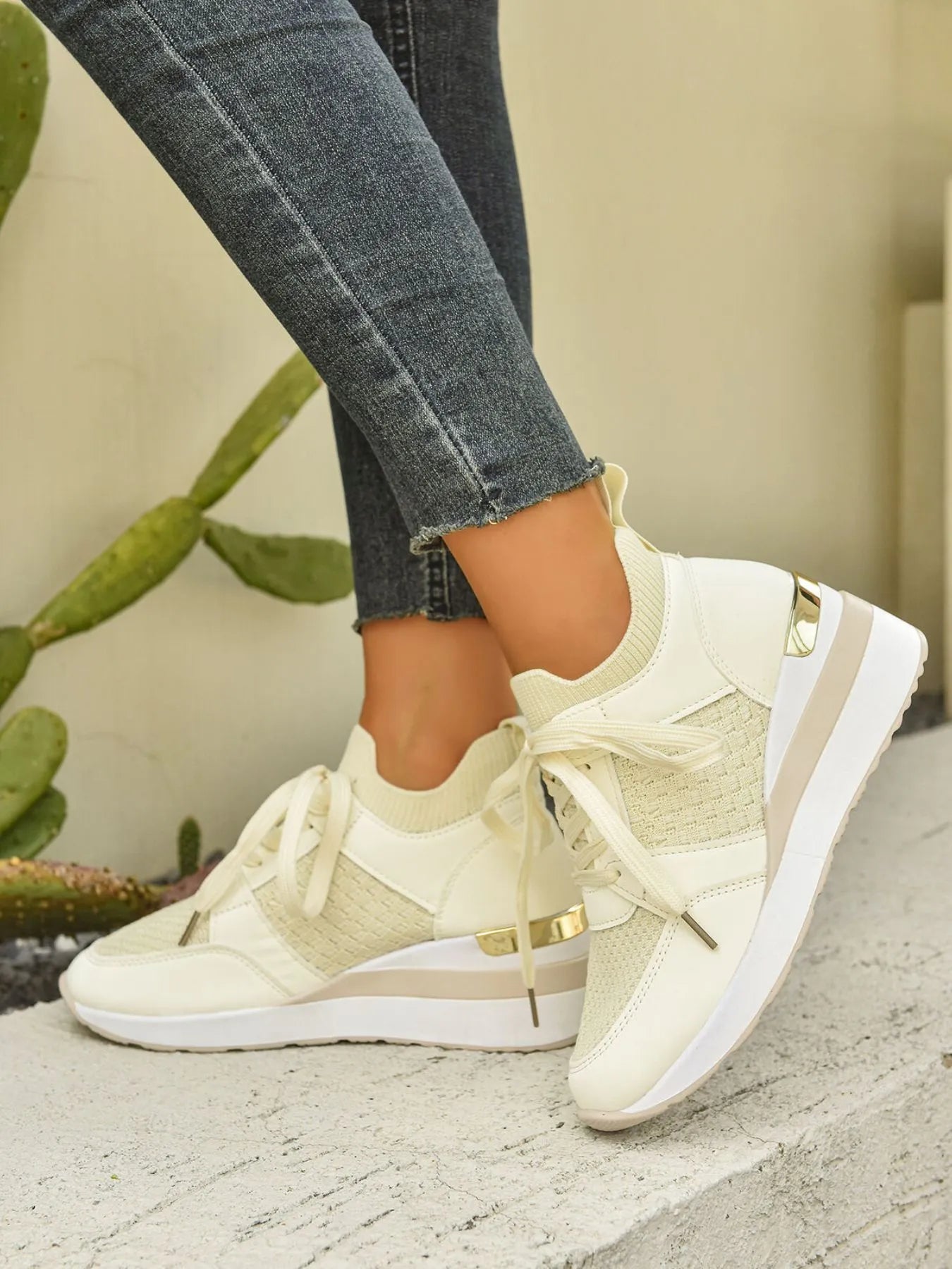 Lace Up Wedge Athletic - Fashorio