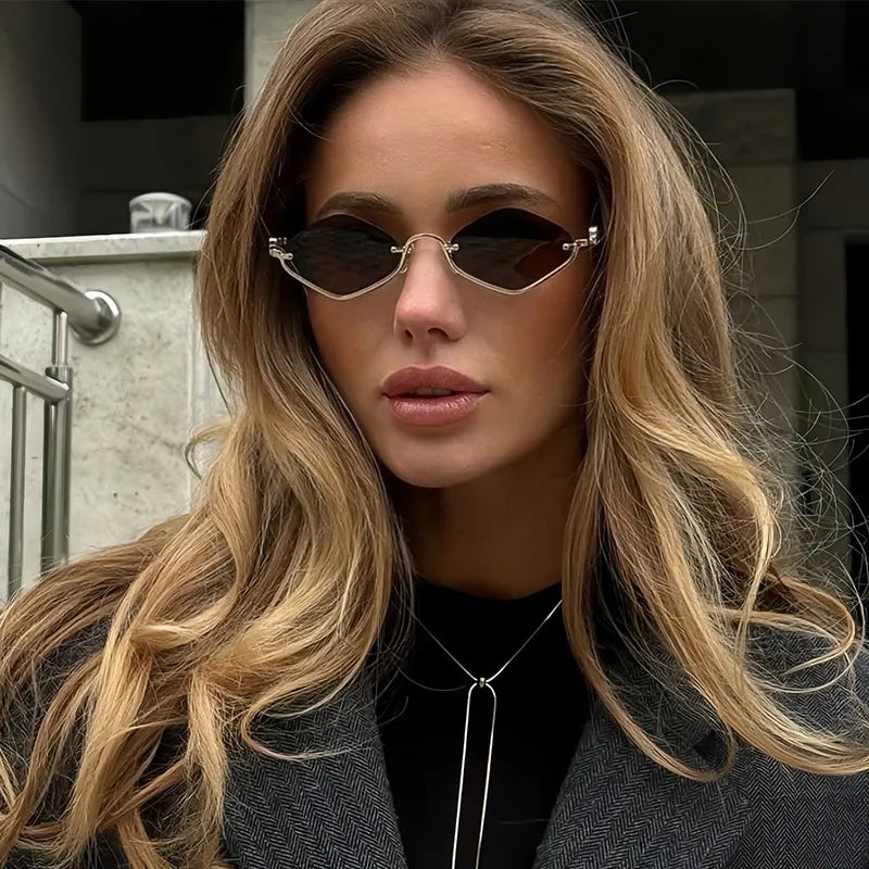 Cat Eye Sunglasses with Gold Metal Frame styleA One Size - Fashorio