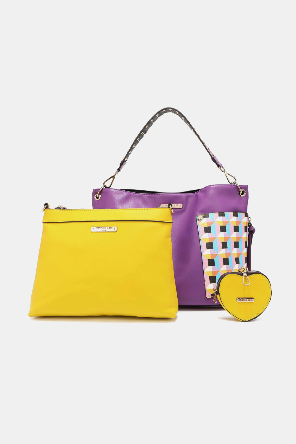Nicole Lee USA Quihn 3-Piece Handbag Set Purple One Size - Fashorio