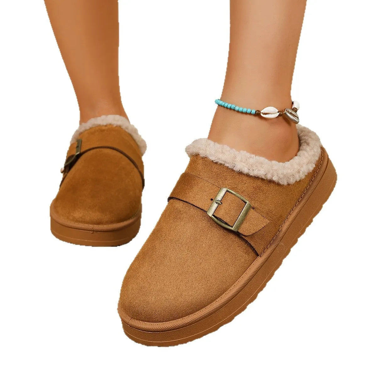 Round Toe Platform Slippers - Fashorio
