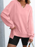Notched Long Sleeve Oversized Sweatshirt - Fashorio