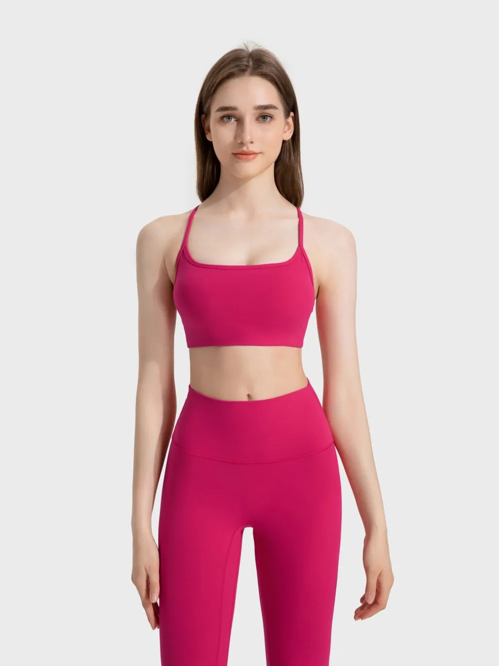 Millennia Crisscross Back Scoop Neck Active Cami with Detachable Chest Pads - Fashorio