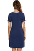 Contrast Trim Pocketed Round Neck Lounge Dress - Fashorio