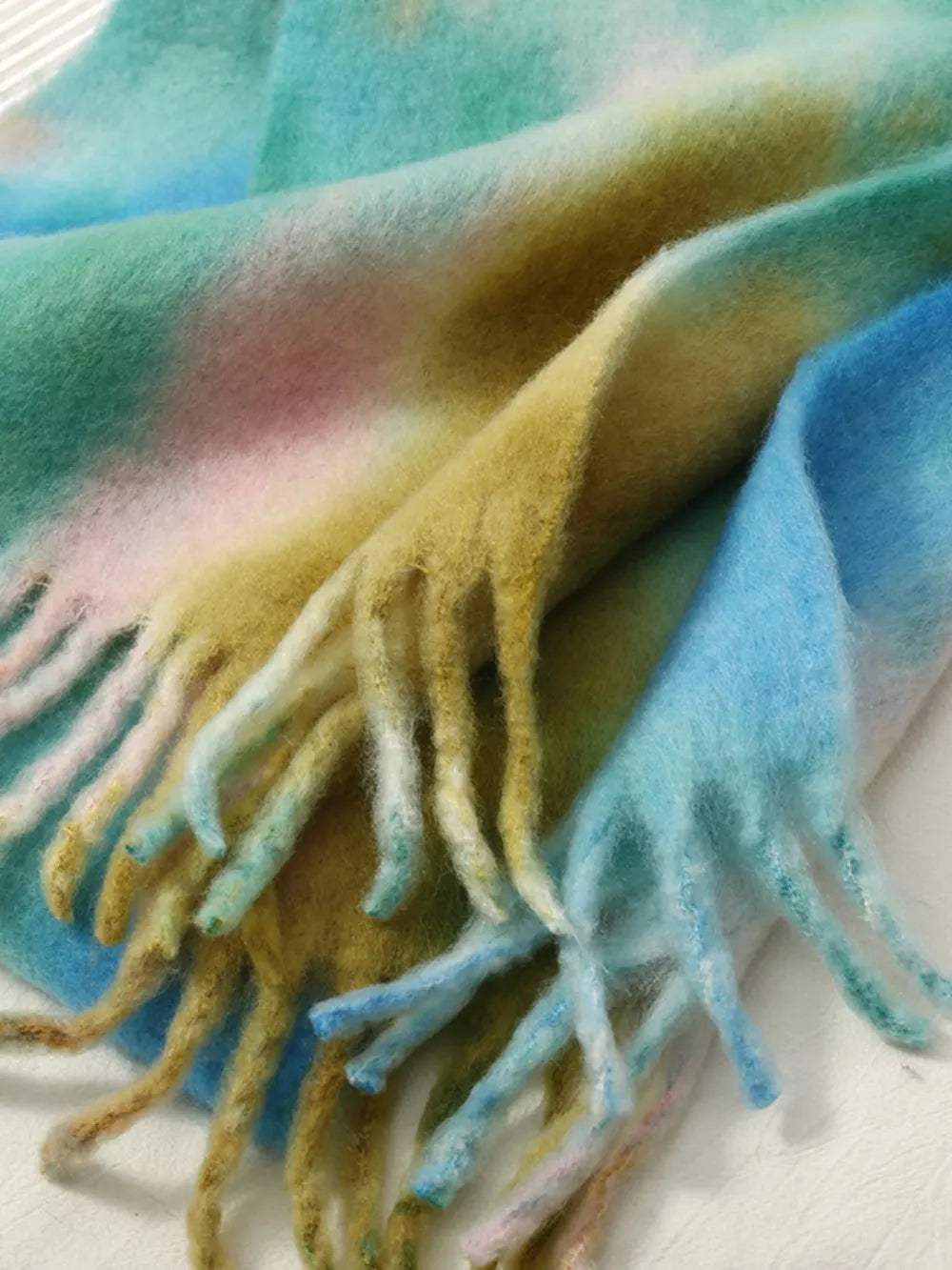 Fringe Tie-Dye Polyester Scarf - Fashorio