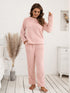 Ivy Lane Teddy Long Sleeve Top and Pants Lounge Set Watermelon pink - Fashorio