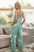Shiny Tie-Dye Spaghetti Strap Jumpsuit with Pockets - Fashorio