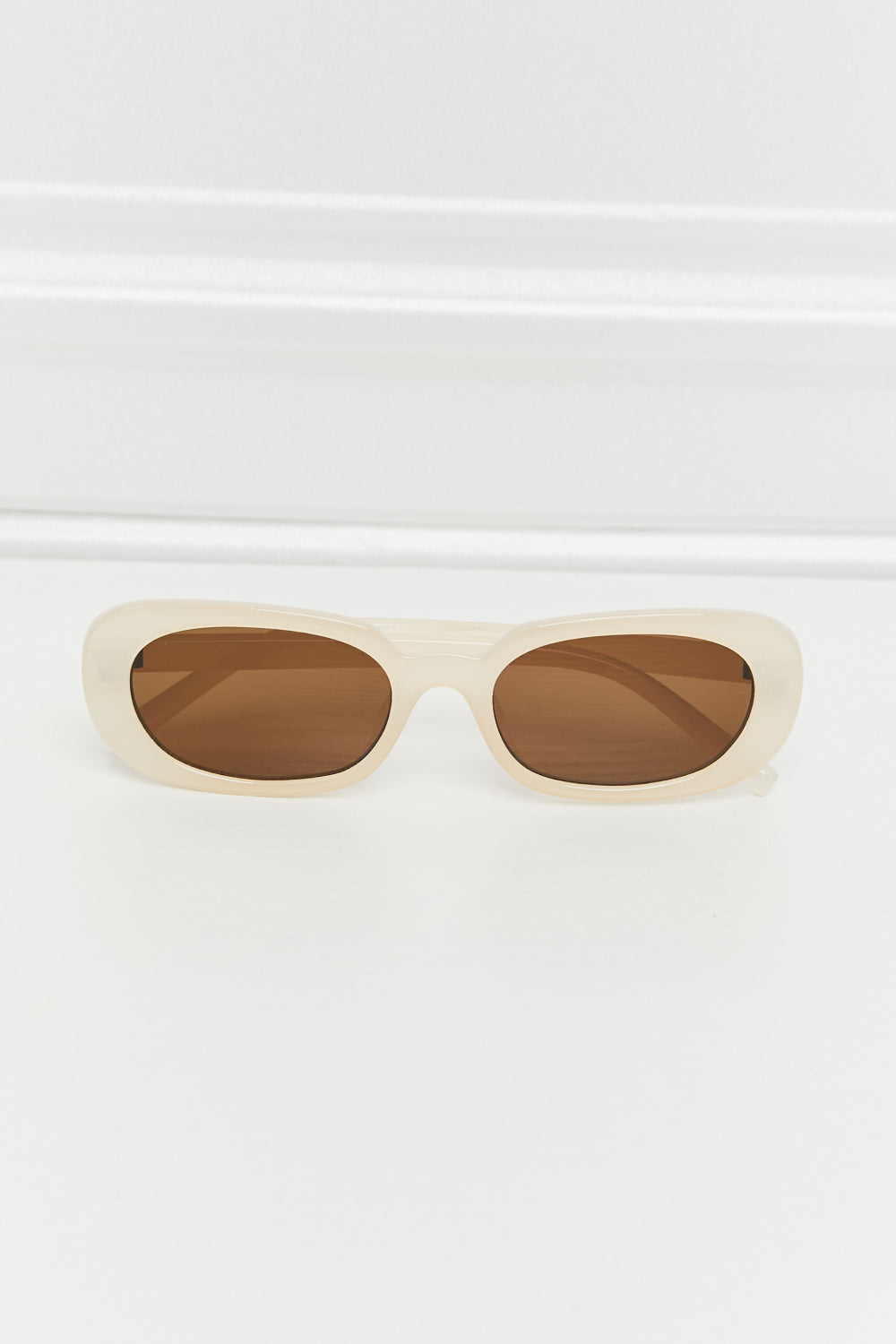 Oval Full Rim Sunglasses Cream One Size - Fashorio