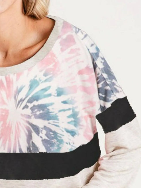 BiBi Mix And Match Color French Terry Wide Neck Top - Fashorio