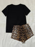 Leopard Lip Graphic Top and Shorts Lounge Set - Fashorio