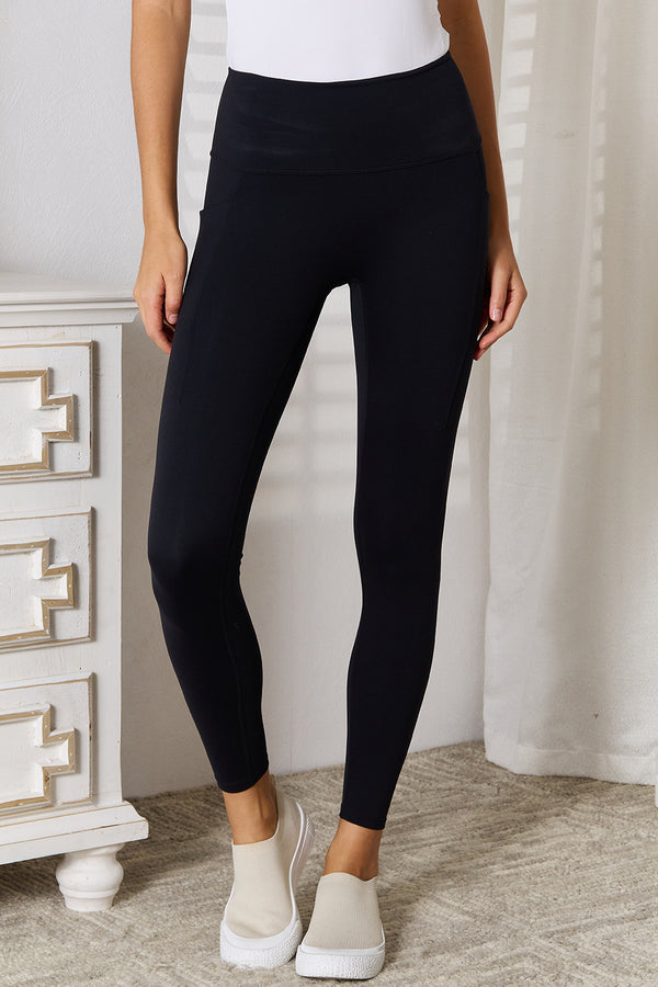 Basic Bae Wide Waistband Sports Leggings Black - Fashorio